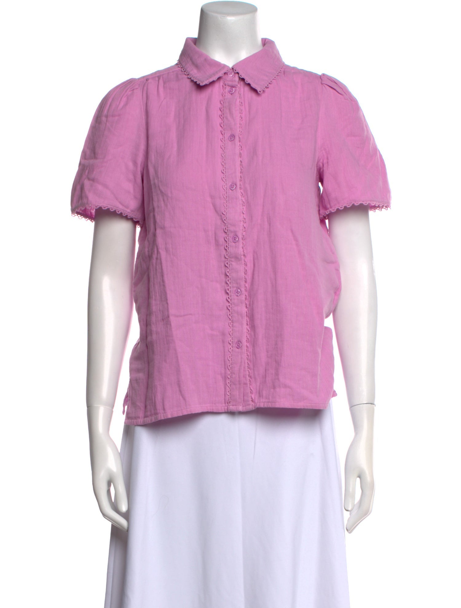 ME+EM Short Sleeve Button-Up Top